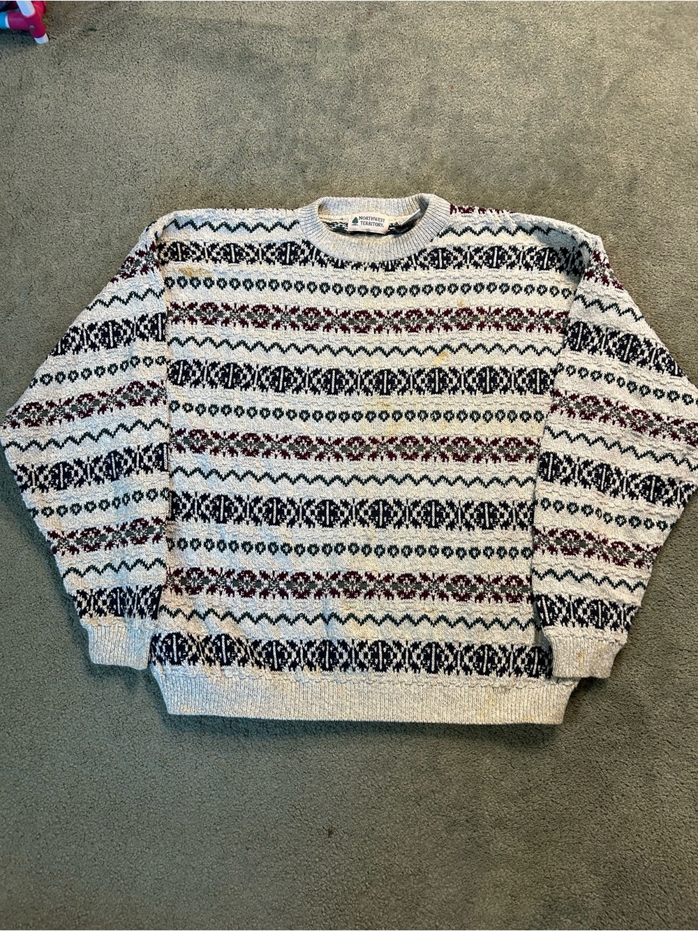 Vintage 90s 3D Knit Coogi Style Sweater Size XL All Over Print AOP Made USA